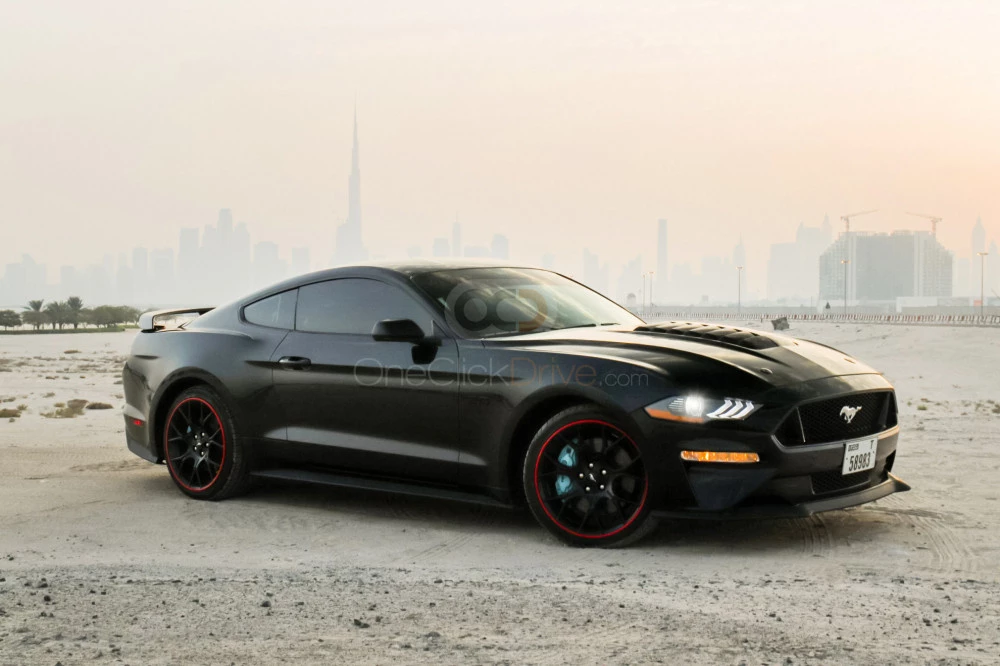 Black Ford Mustang EcoBoost Coupe V4 2018 for rent in Dubai 6